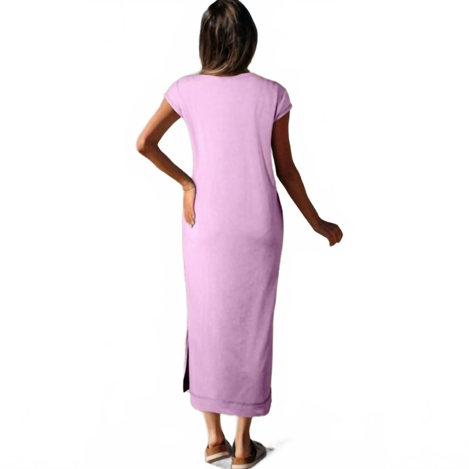 Pocketed T-Shirt Maxi Dress In Wisteria Mineral Wash