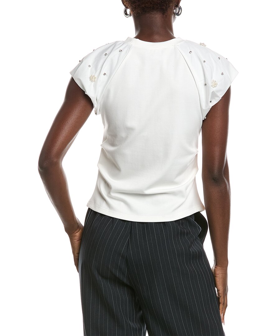 Gracia Puff Sleeve Rhinestone & Pearl Embellished Top
