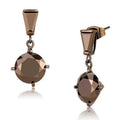 IP Coffee light Brass Earrings with AAA Grade CZ in Light Coffee