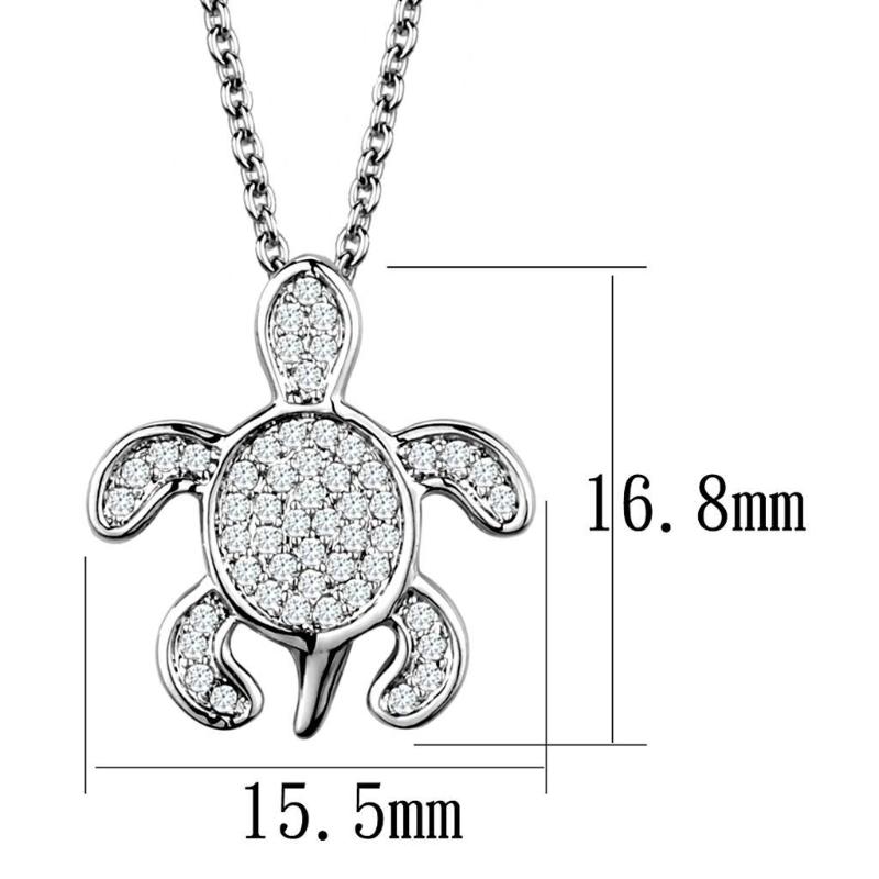 Rhodium Brass Chain Pendant with AAA Grade CZ in Clear