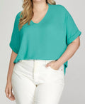 Sea Side High Low Tunic - Curvy In Aqua