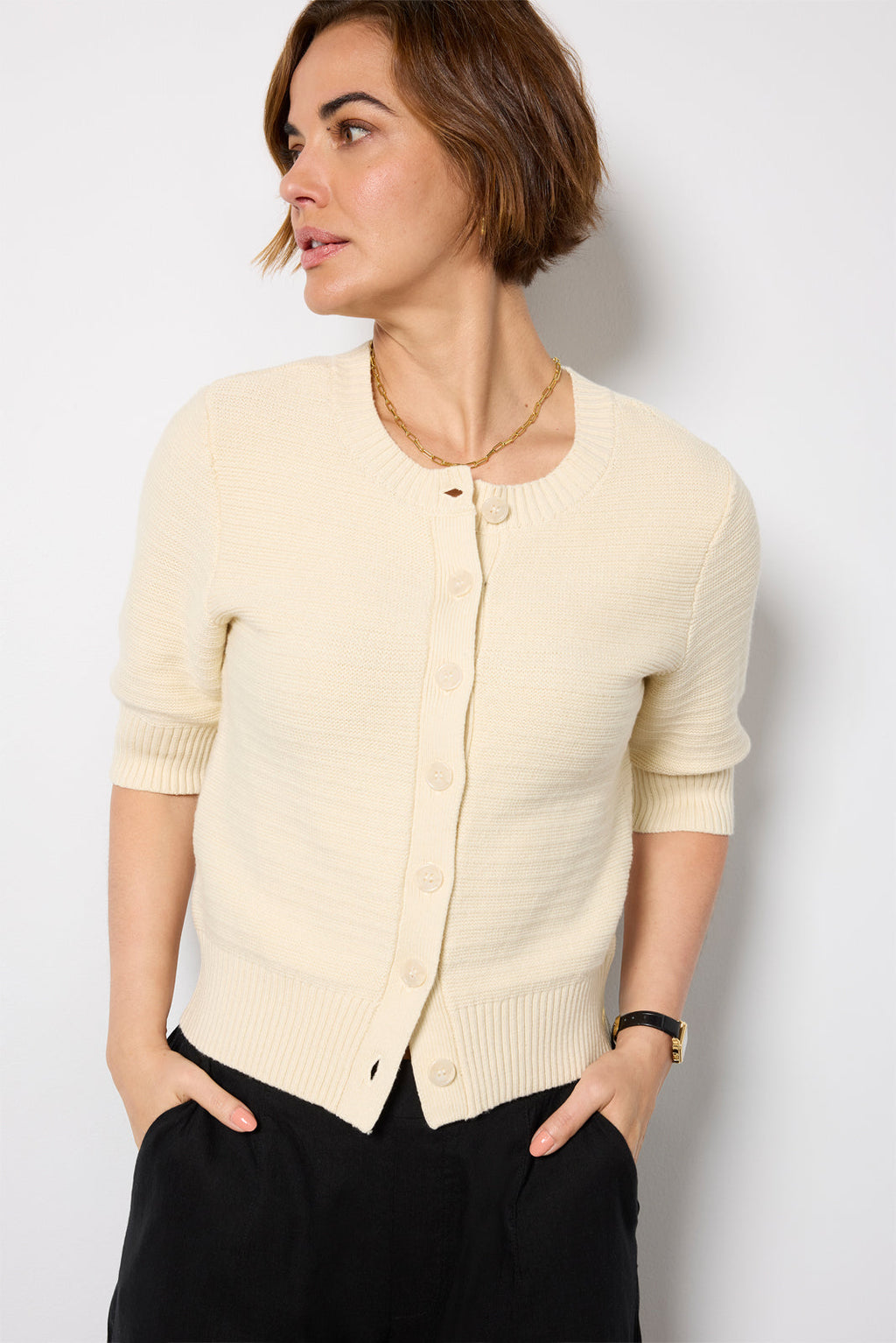 Women's Textured Short Sleeve Cardi
