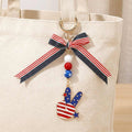 American USA Flag Bow Victory Hand Drop Keychain Bag Charm