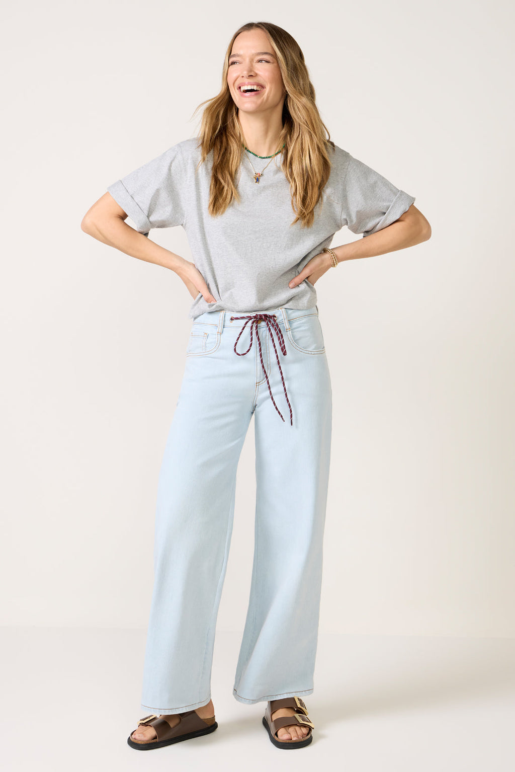 Women's Maya Wide Leg w Tie Waist Jeans