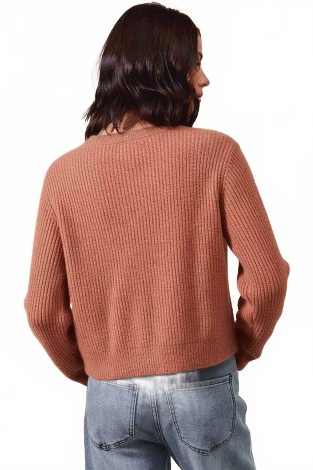 Plaid Bow Sweater In Rust