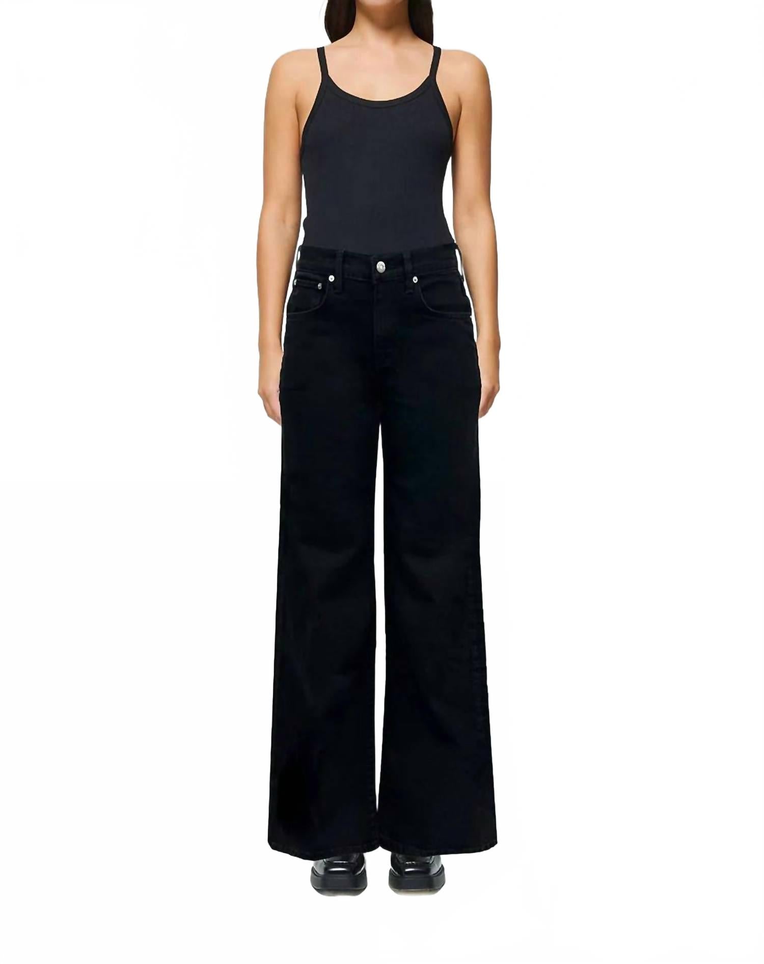 Romi French Wide Leg Pants In Onyx
