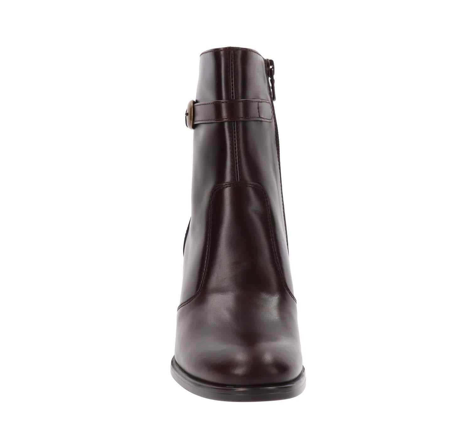 Women's Shiny High Heel Ankle Bootie In Brown