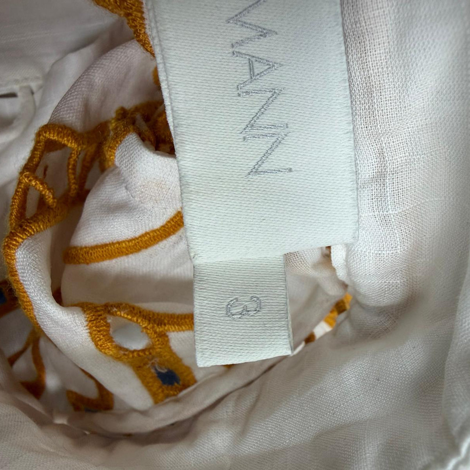 Zimmermann Broderie Anglaise Mini Dress in Mustard Yellow Cotton