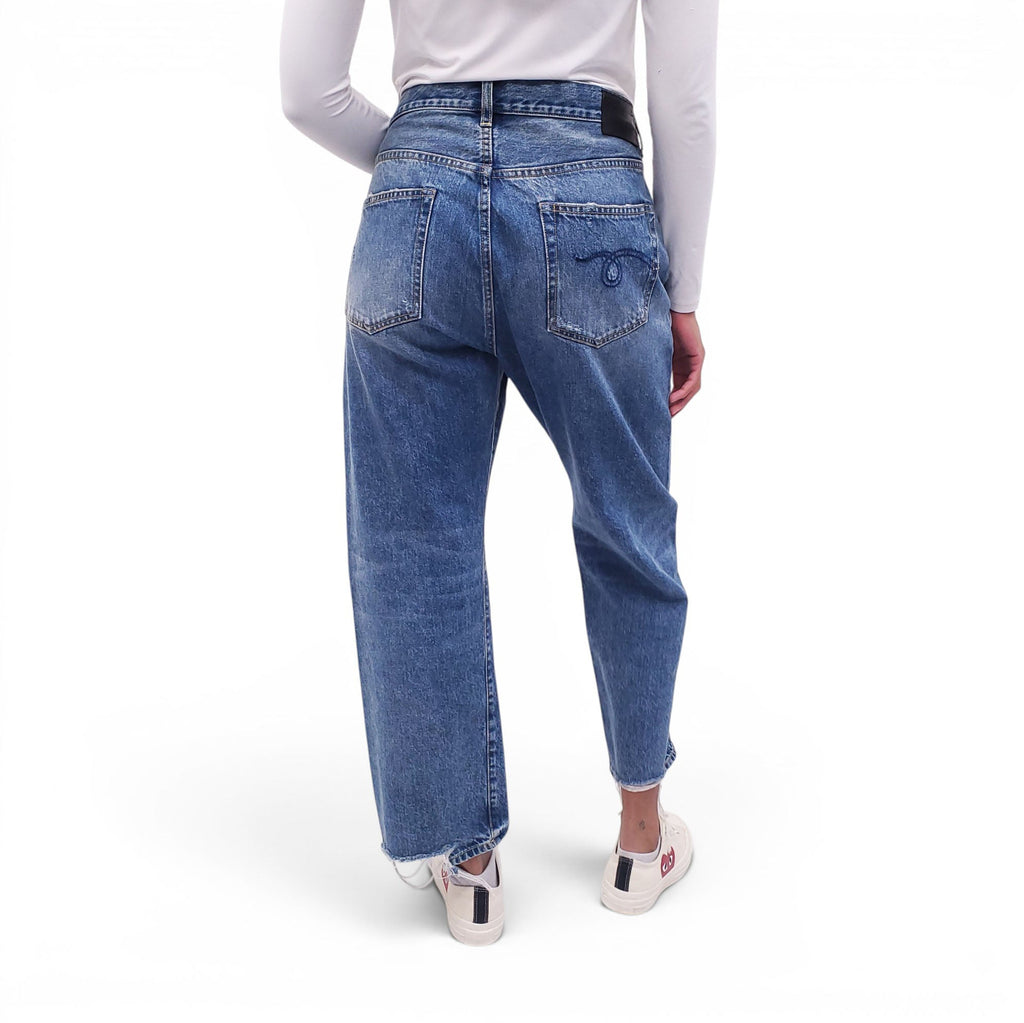 R13 'BOYFRIEND DISTRESSED' WIDE LEG JEANS - SIZE 31