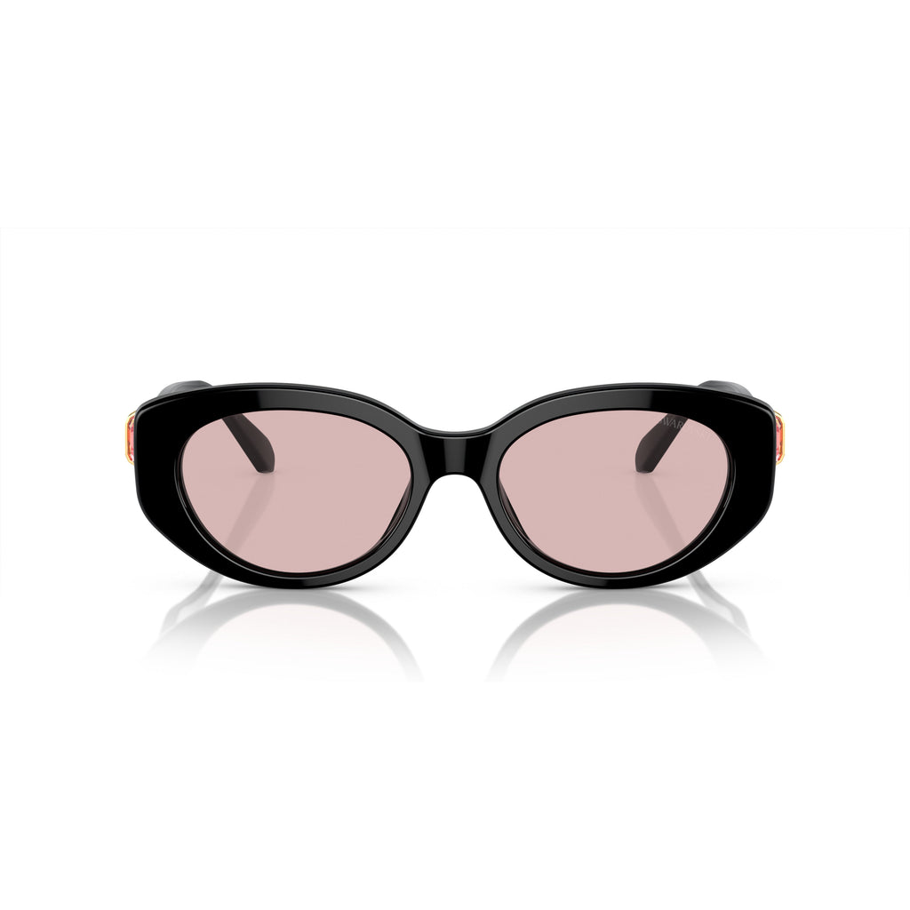 0Sk6002 Oversized Black Acetate Sunglasses with Pink Crystal Accents
