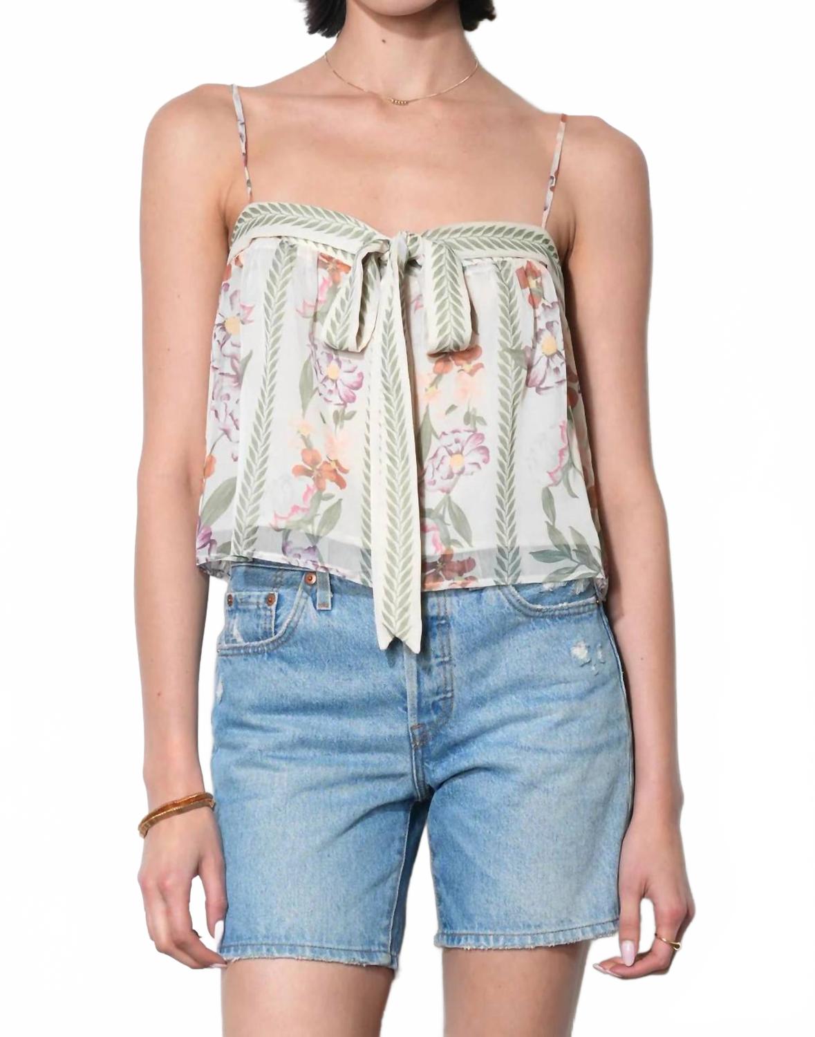 Taylor Tie Front Top In Ivory Combo