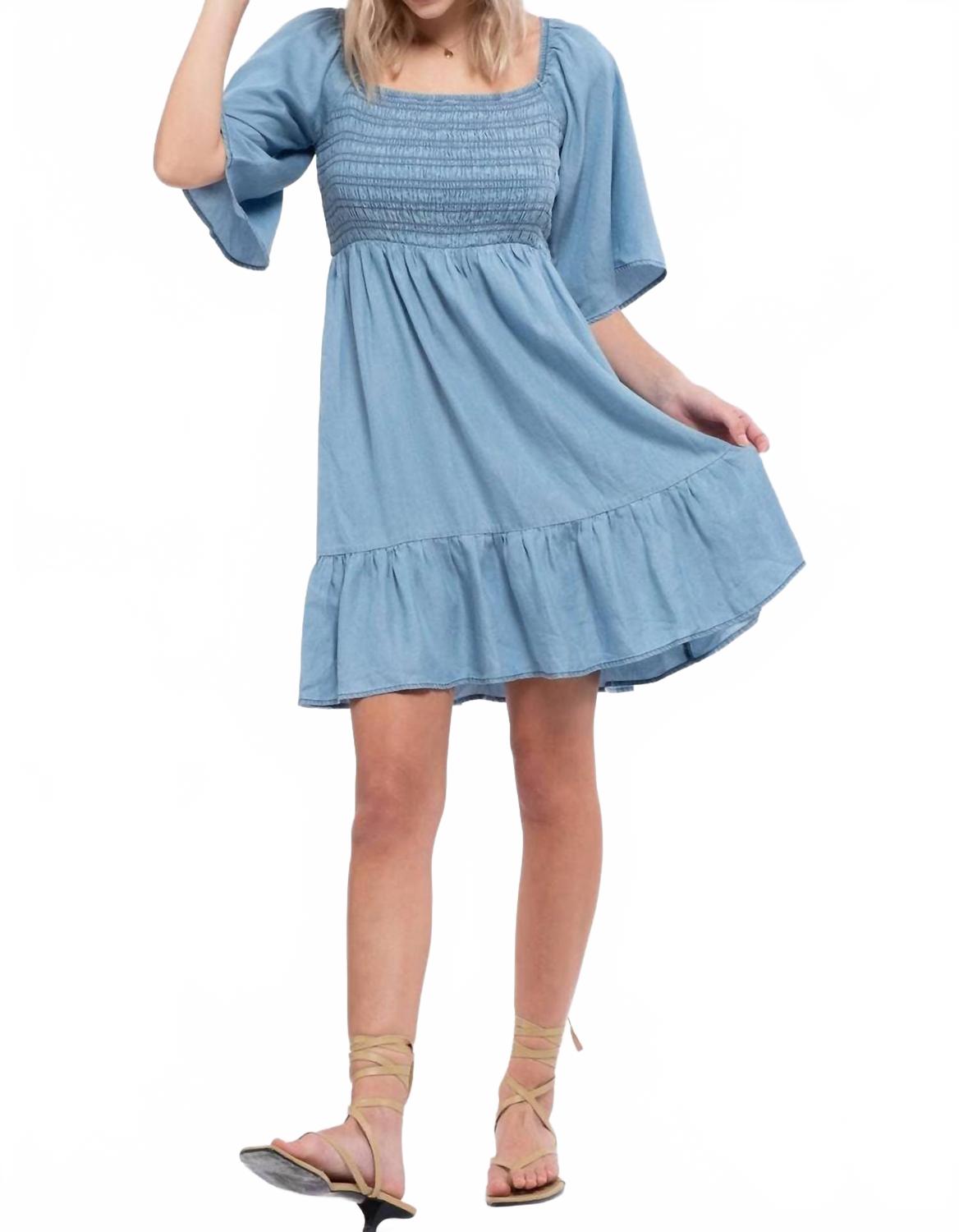 Arden Mini Dress In Blue Denim