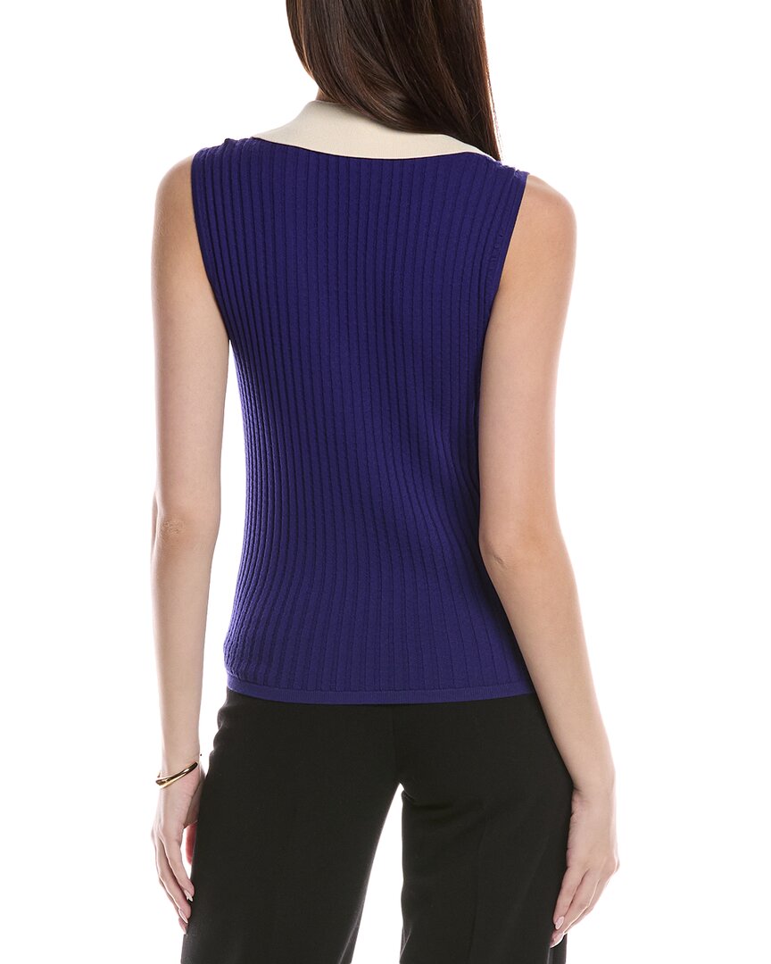 St. John Textured Rib Knit Collar Shell