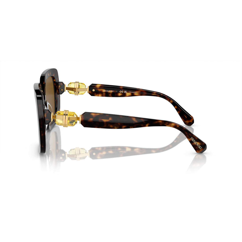 0Sk6001 Oversized Tortoiseshell Square Sunglasses with Golden Accents