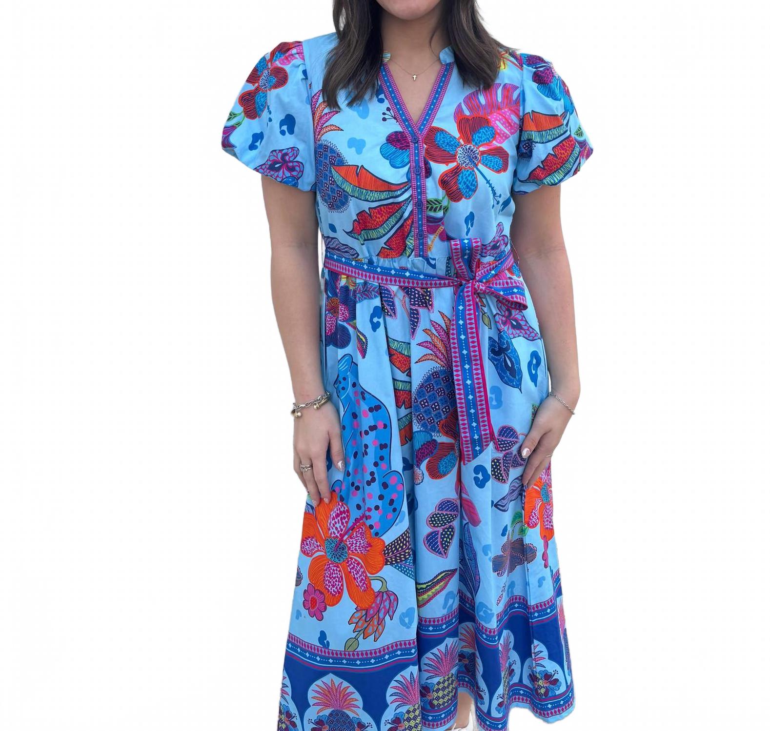 Nova Midi Dress In Azure Safari