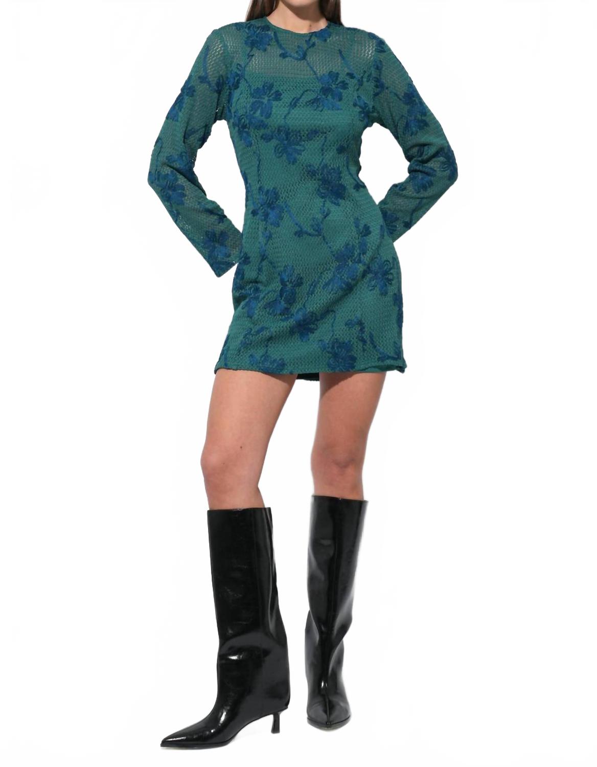 Cheryl Crochet Lace Mini Dress In Emerald Green