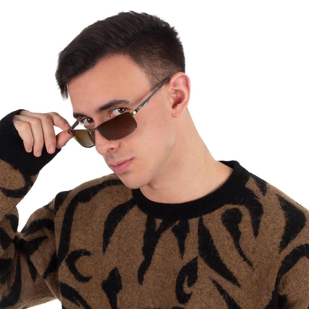 Ray Ban Polarized Brown Gradient Rectangular Men's Sunglasses RB3498 029/T5 61