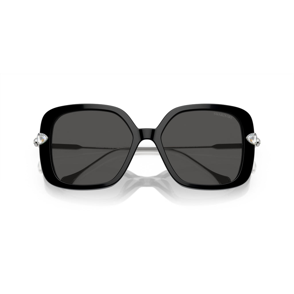 0Sk6011 Large Square Black Acetate Sunglasses with Crystal Embellishments
