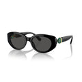 0Sk6002 Oversized Black Acetate Sunglasses with Green Crystal Embellishments