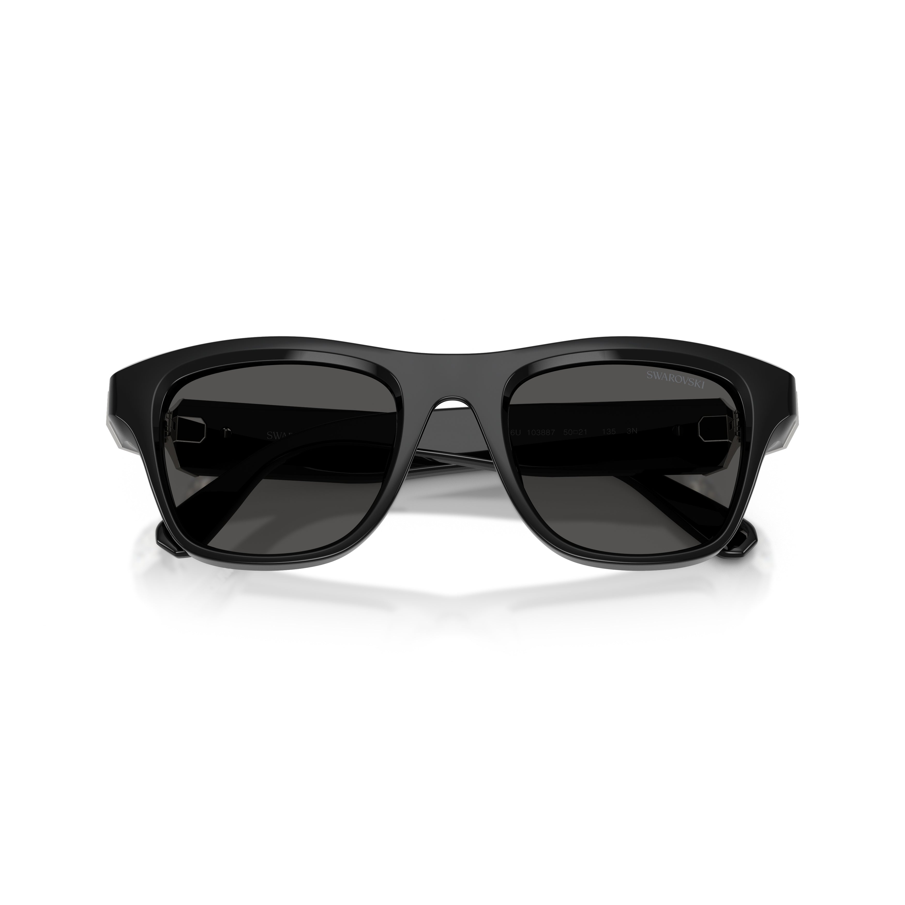 0Sk6056U Rectangular Black Sunglasses with Crystal Embellishments