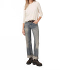 Basic Jewel Neck Long Sleeve Top In Ivory