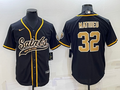 Men's New Orleans Saints Tyrann Mathieu #32 Black Game Jersey1 Joint Edition