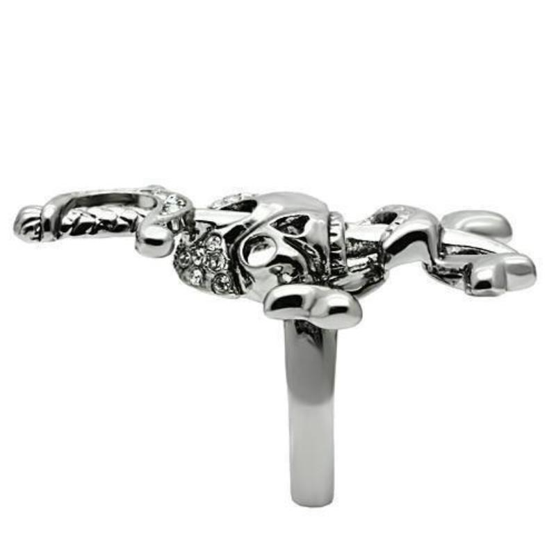 Ruthenium White Metal Ring with Top Grade Crystal in Clear