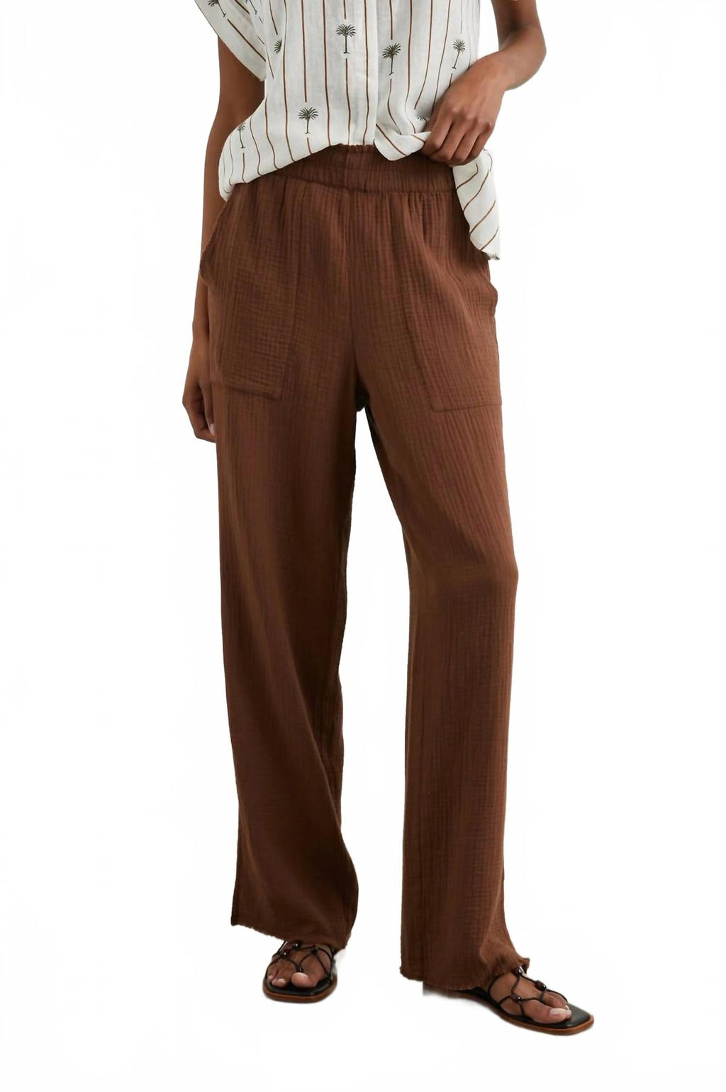 Leon Lightweight Double Gauze Pant In Cacao