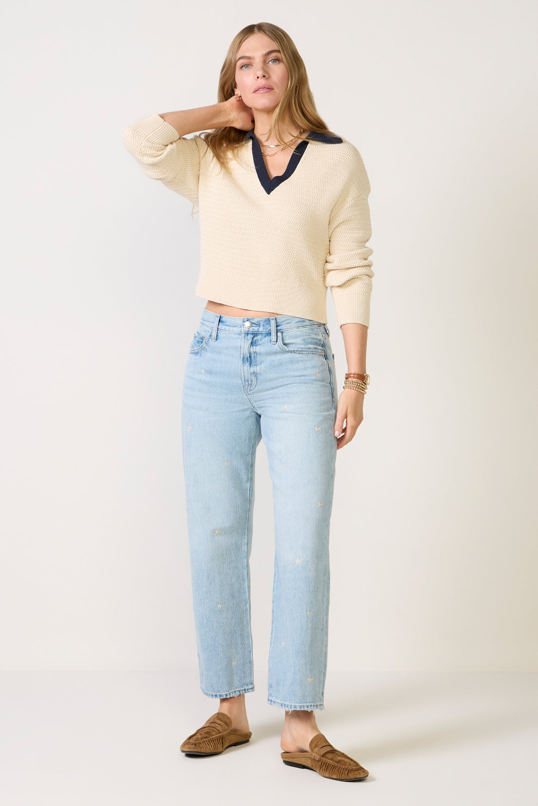 Women's Mozart Contrast Texture Knit Top