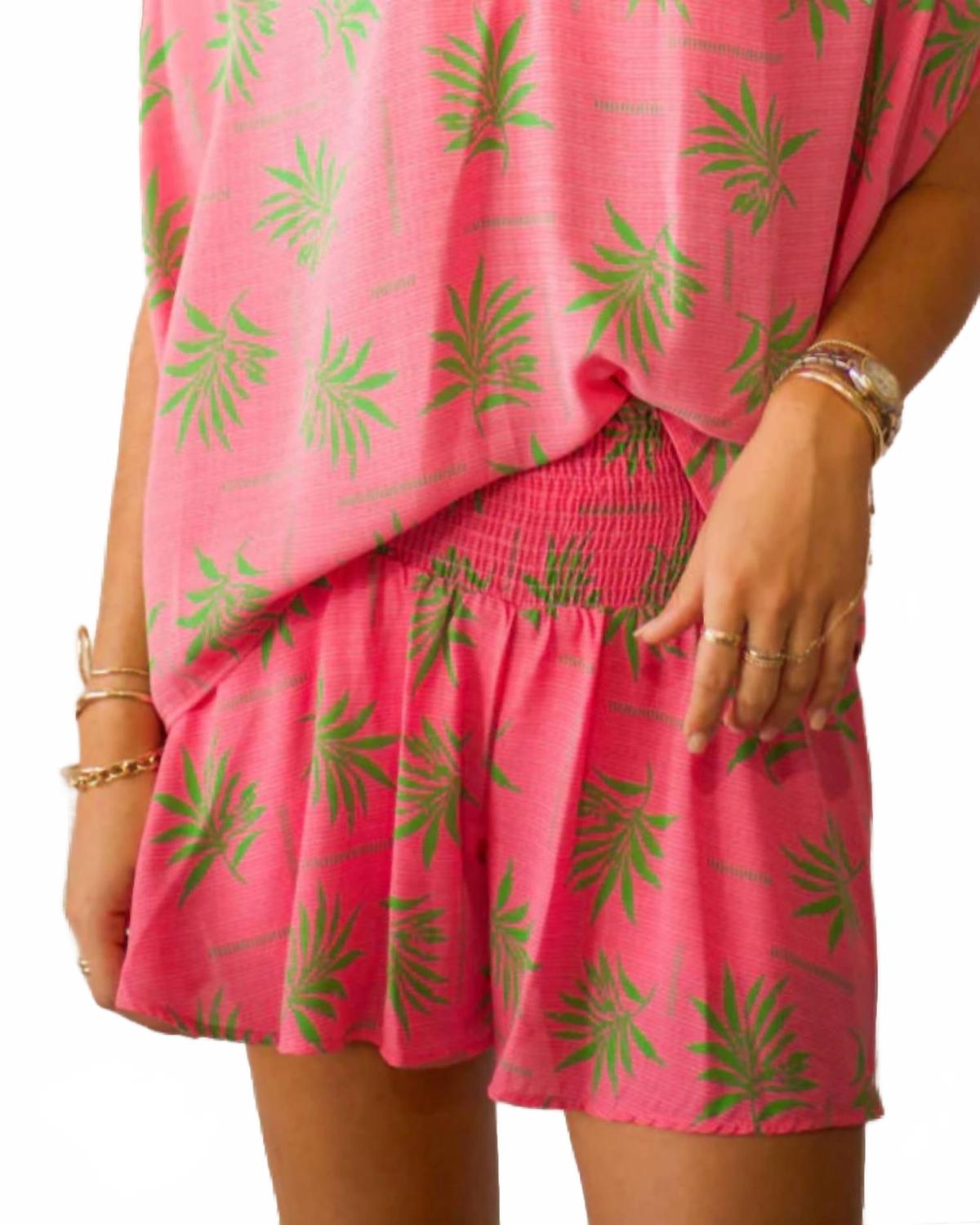 Smocked Wide Waist Swing Short In Summer Palms