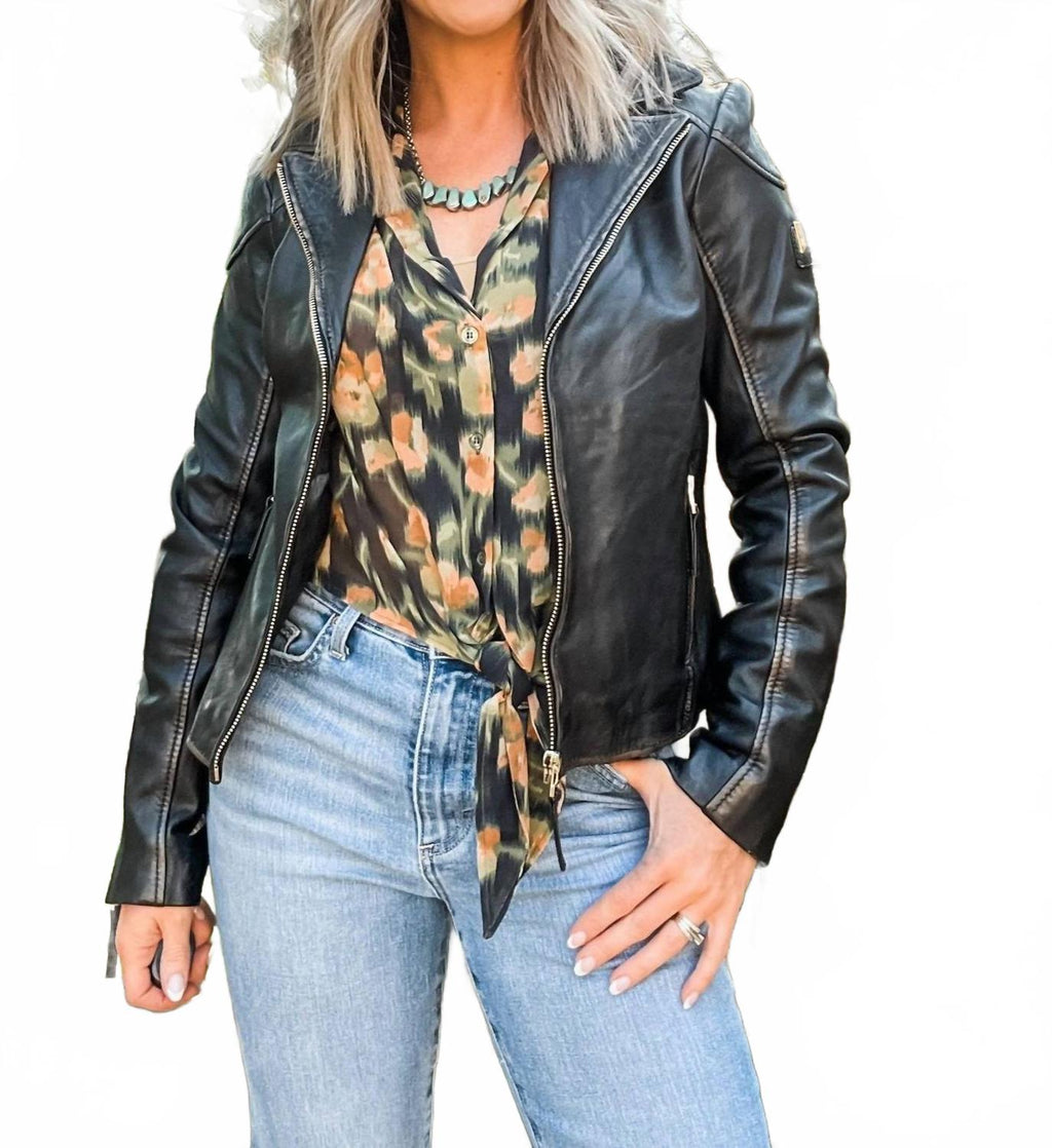 Olivia Leather Jacket - Plus In Vintage Black