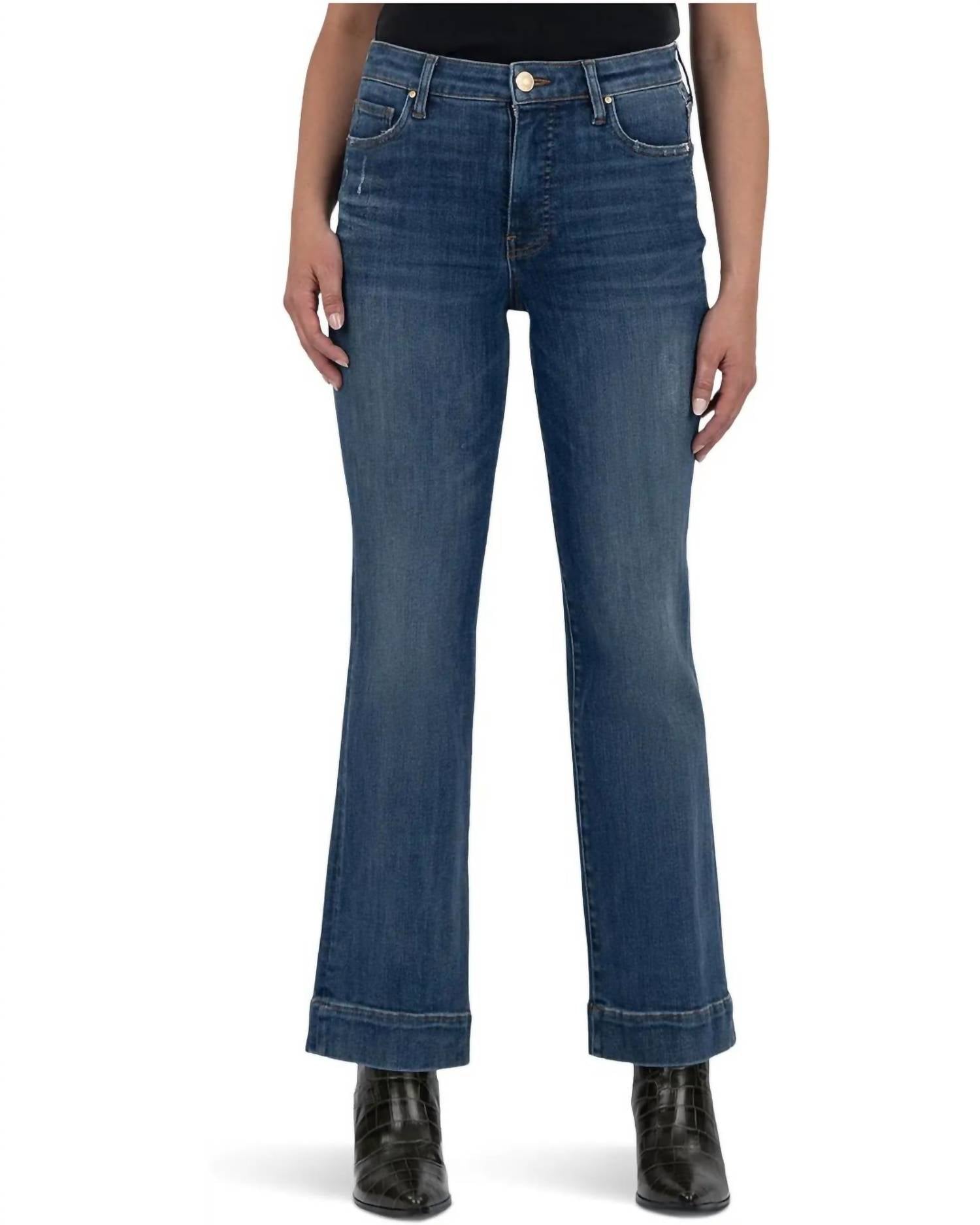 Kelsey High Rise Ankle Flare With Wide Hem Jean In Vibrant