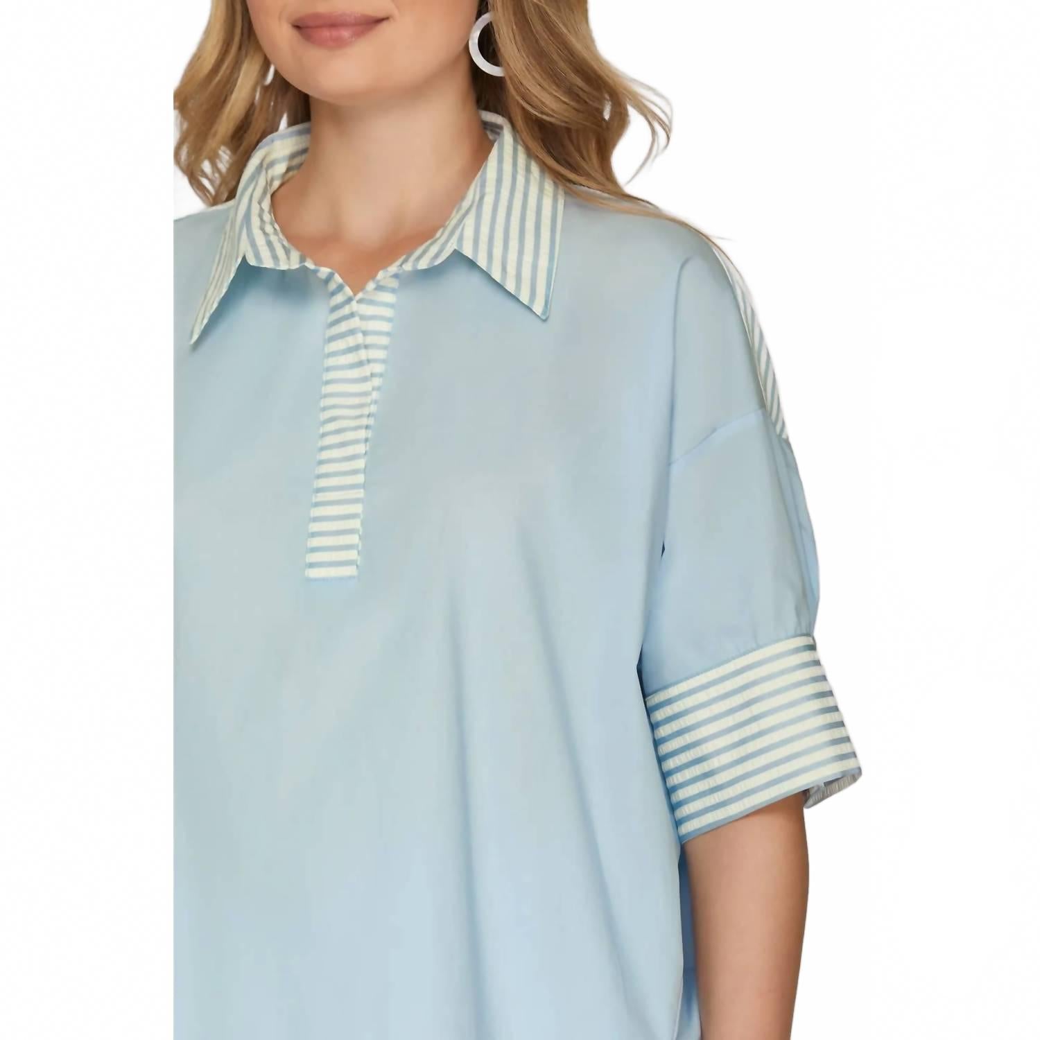 Prep Oversized Top In Light Blue