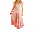 Smocked Flutter Sleeve Maxi Dress In Sunset Toile