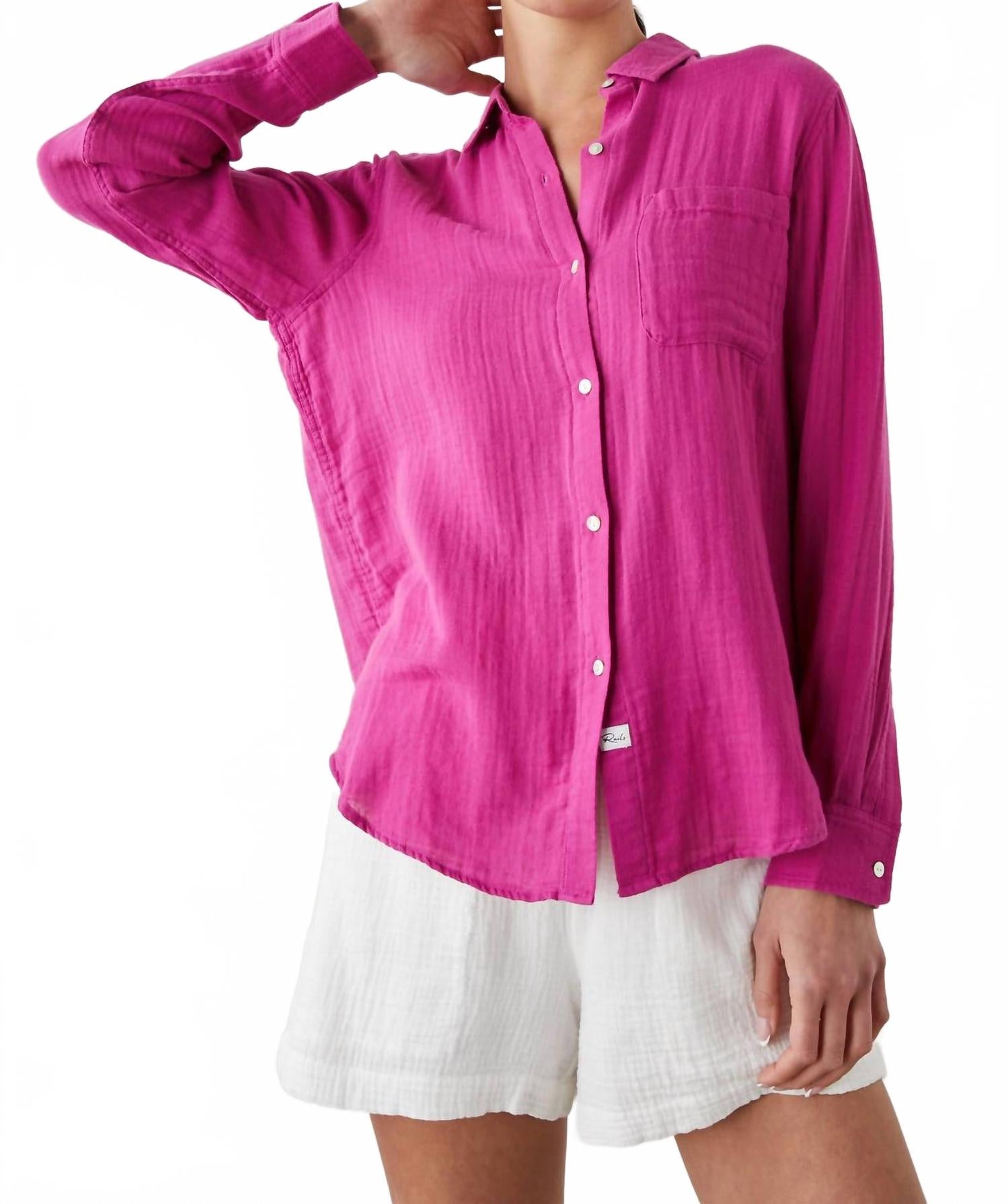 Ellis Button Down Shirt In Berry