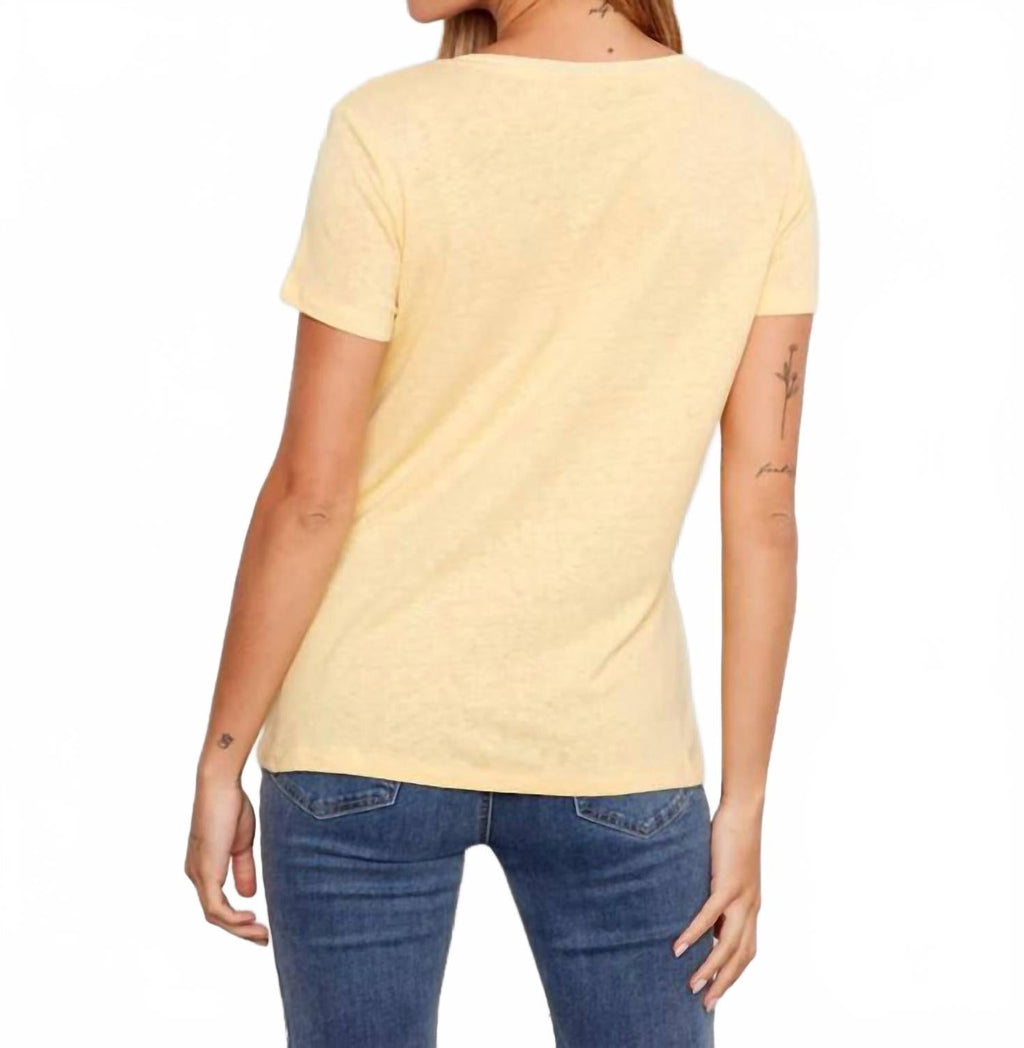 Linen V-Neck T-Shirt In Sunshine