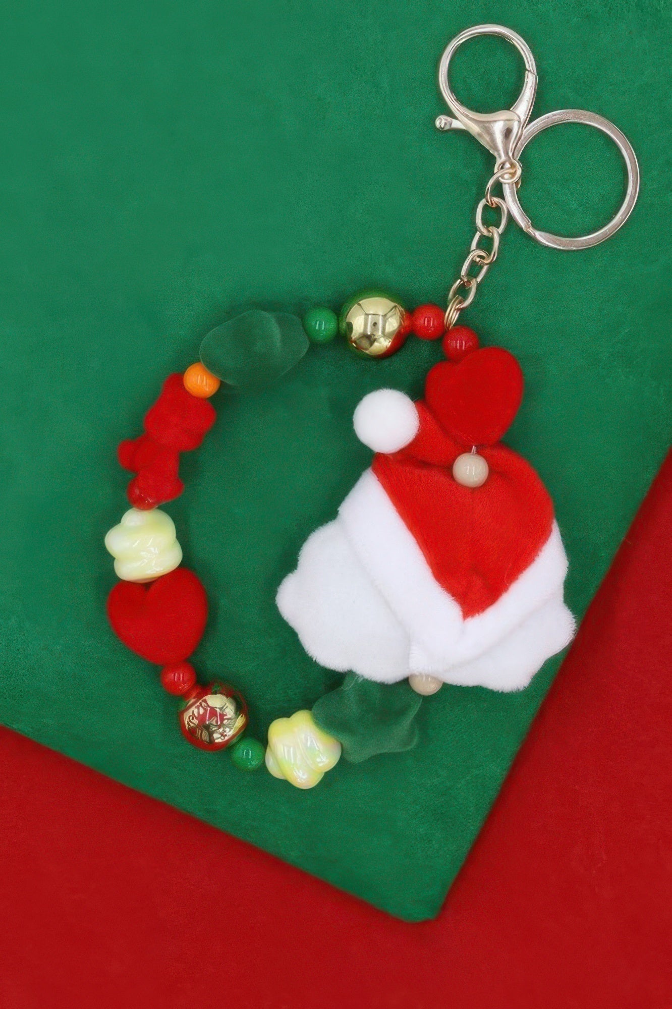 Christmas Santa Charm Ribbon Keychain