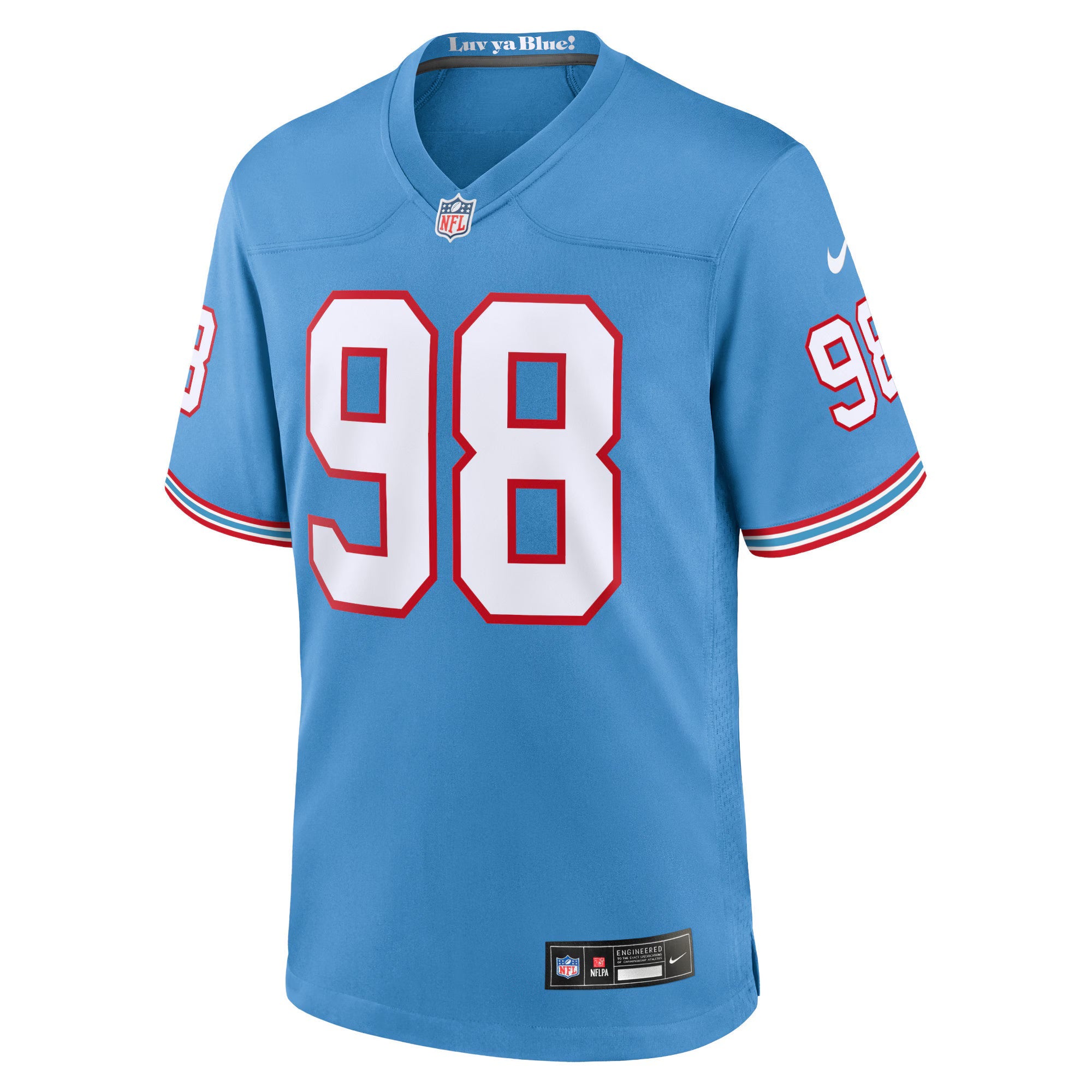 Tennessee Titans Jeffery Simmons Light Blue Oilers Throwback Alternate Game Player Jersey