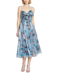 Theia Paisley Bow Drape Dress
