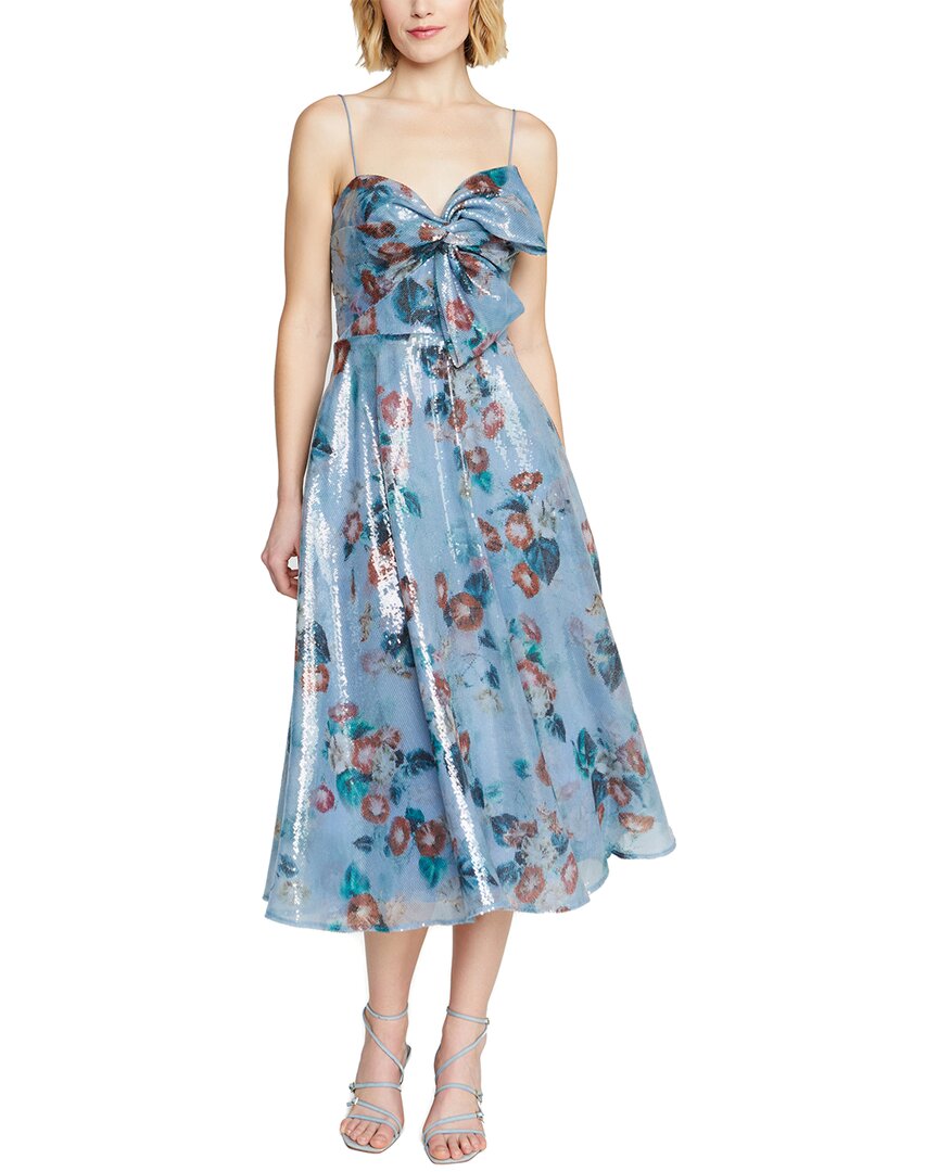 Theia Paisley Bow Drape Dress