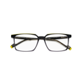 Diego Matte Black Rectangular Eyeglasses with Subtle Yellow Accents