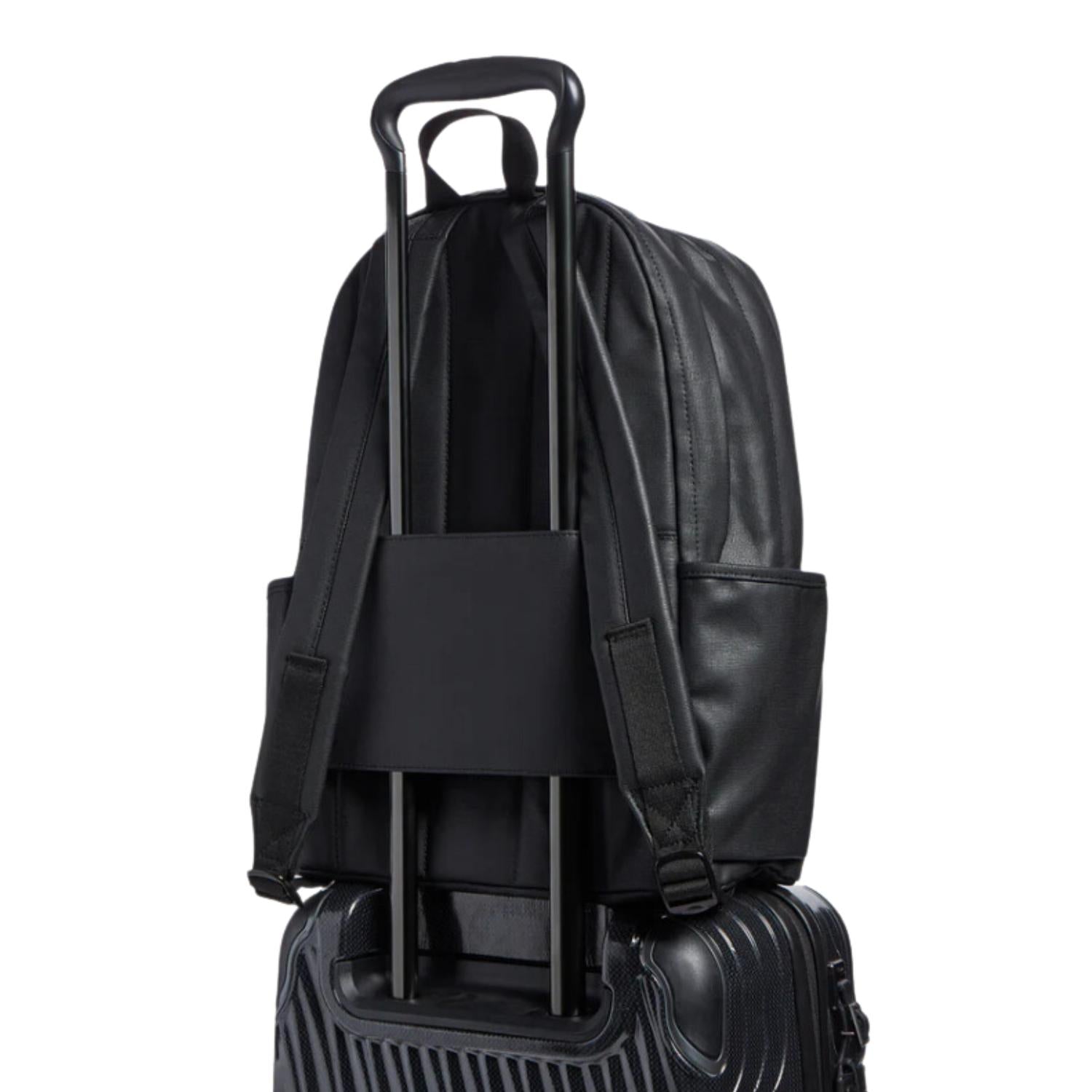 Women's Kane Double Pocket Large Backpack In Black Coated Canvas