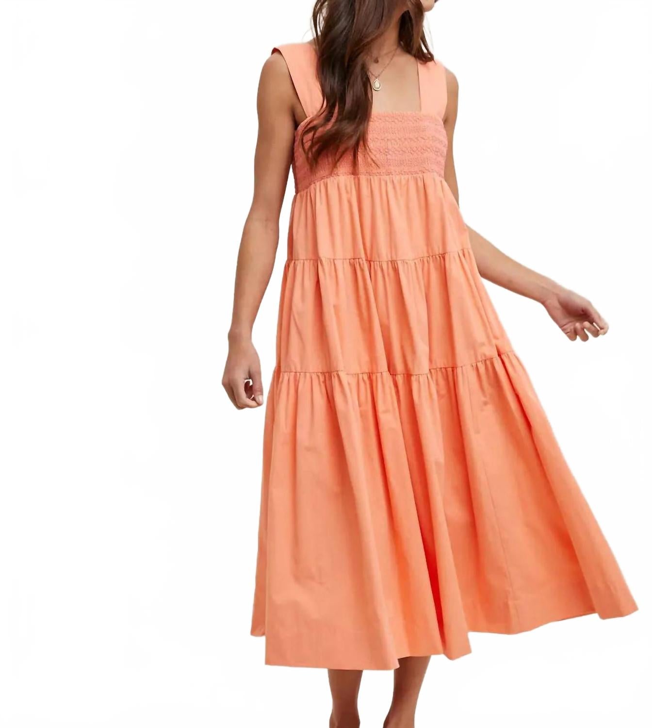 Boho Floral Midi Dress In Sunkist/punch