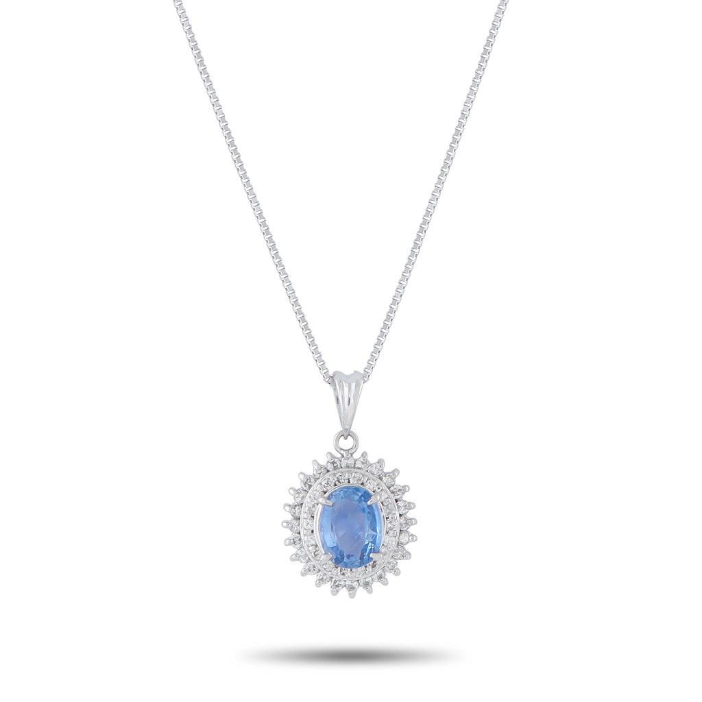 LB Exclusive Platinum 0.33ct Diamond and Sapphire Pendant Necklace MF16-041426