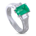 LB Exclusive Platinum 0.46ct Diamond and Emerald Ring MF17-041026