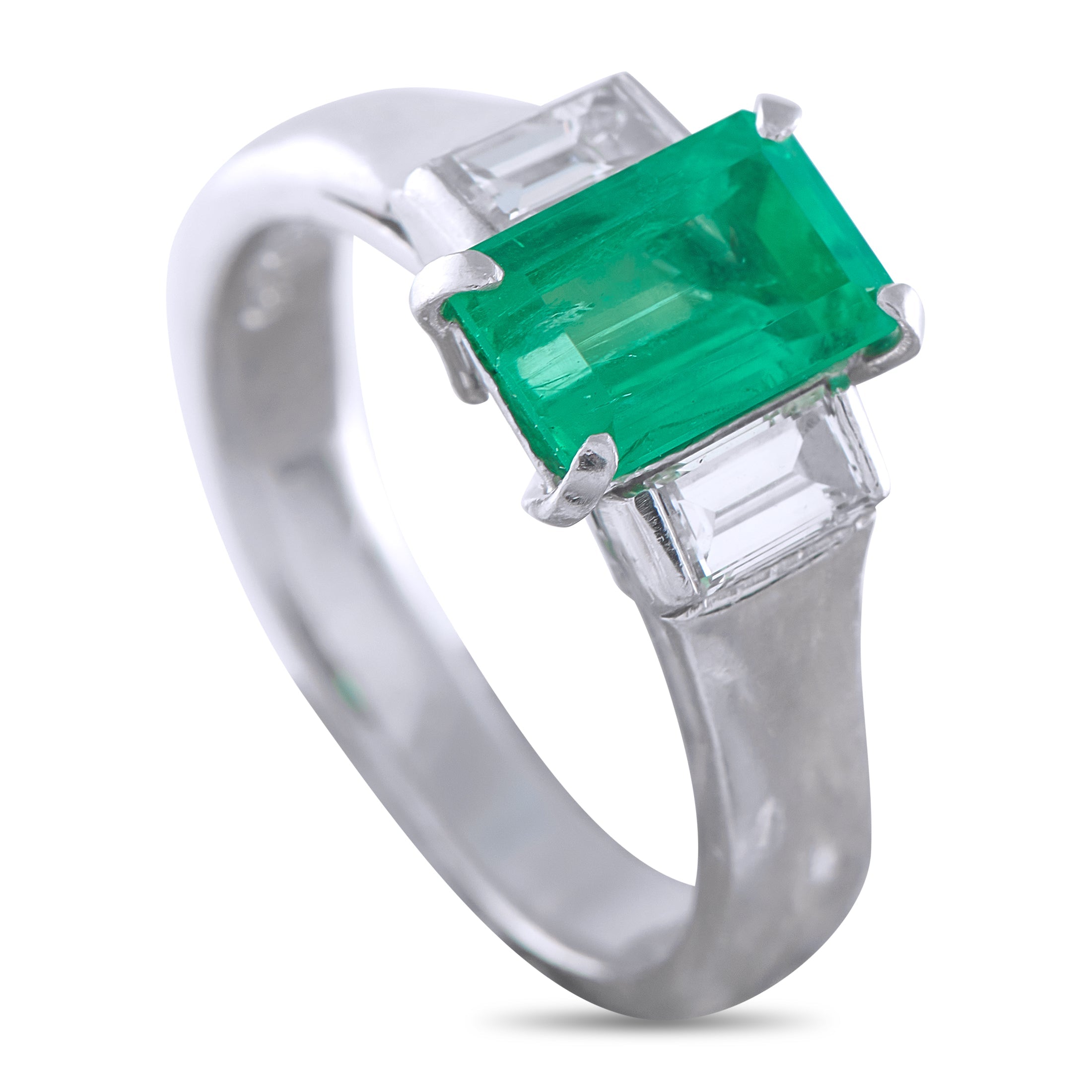LB Exclusive Platinum 0.46ct Diamond and Emerald Ring MF17-041026