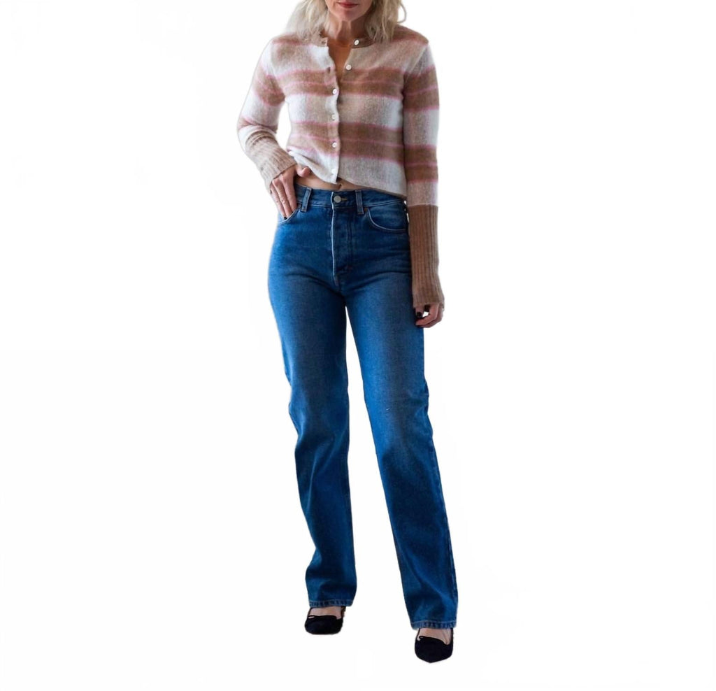 Straight Leg Denim Jeans In Dark Blue