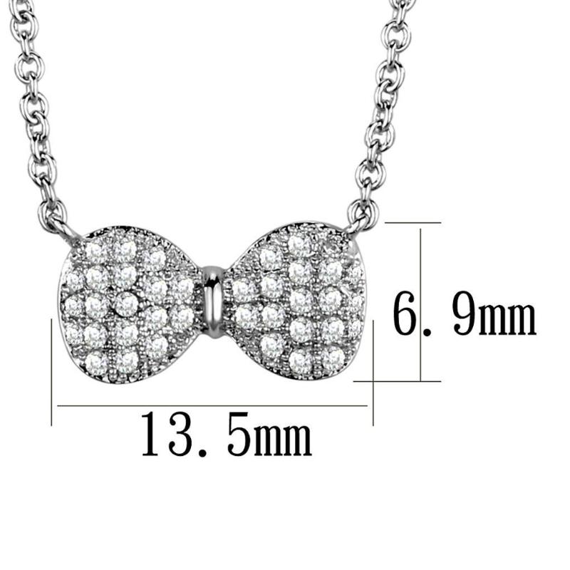 Rhodium Brass Chain Pendant with AAA Grade CZ in Clear