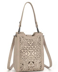 Women's Floral Aztec Tooled Mini Tote In Tan