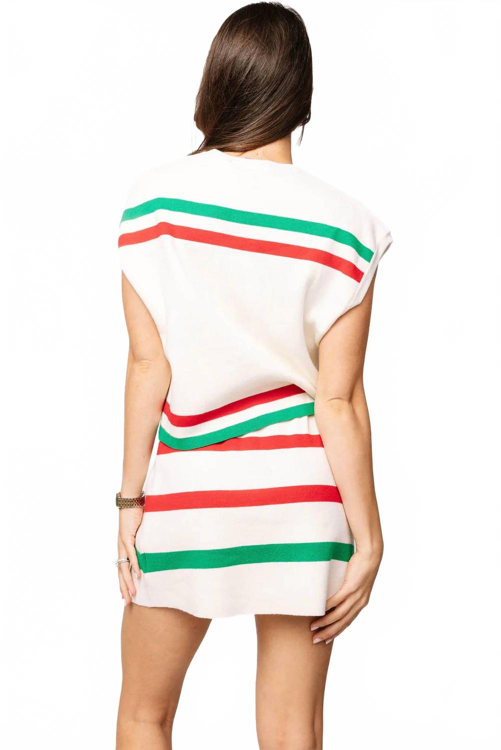 Sparkle Season Stripe Top In White